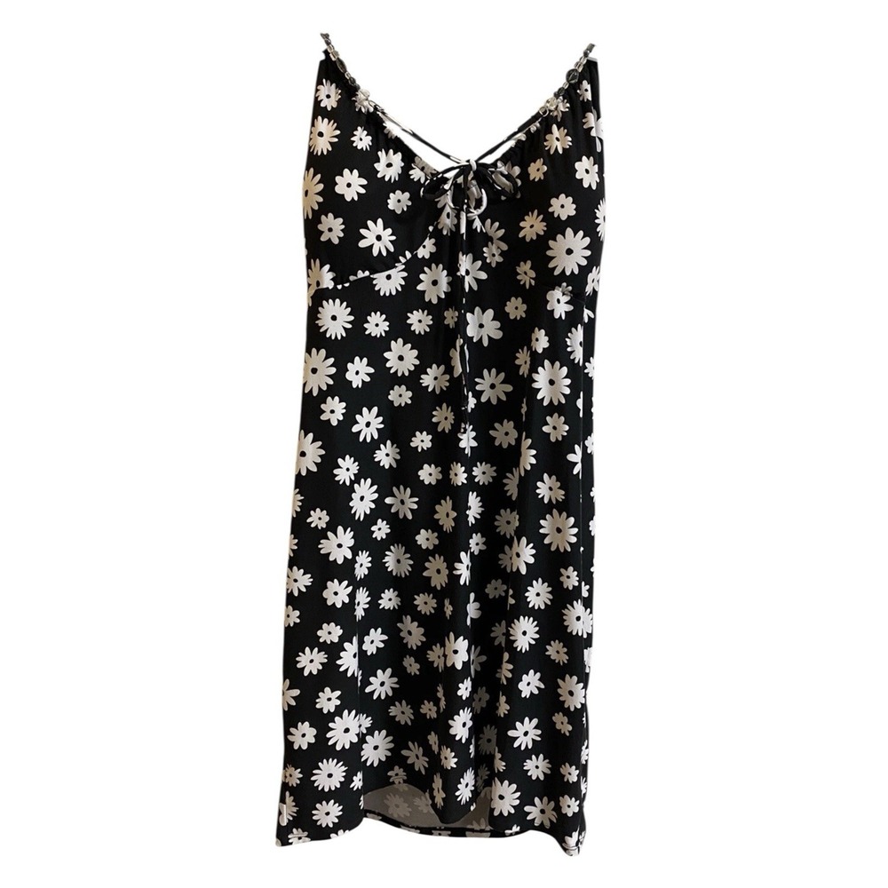 No Boundaries Sundress Black Daisy Print Junior Size 3X (21) Cowl Neck NWT